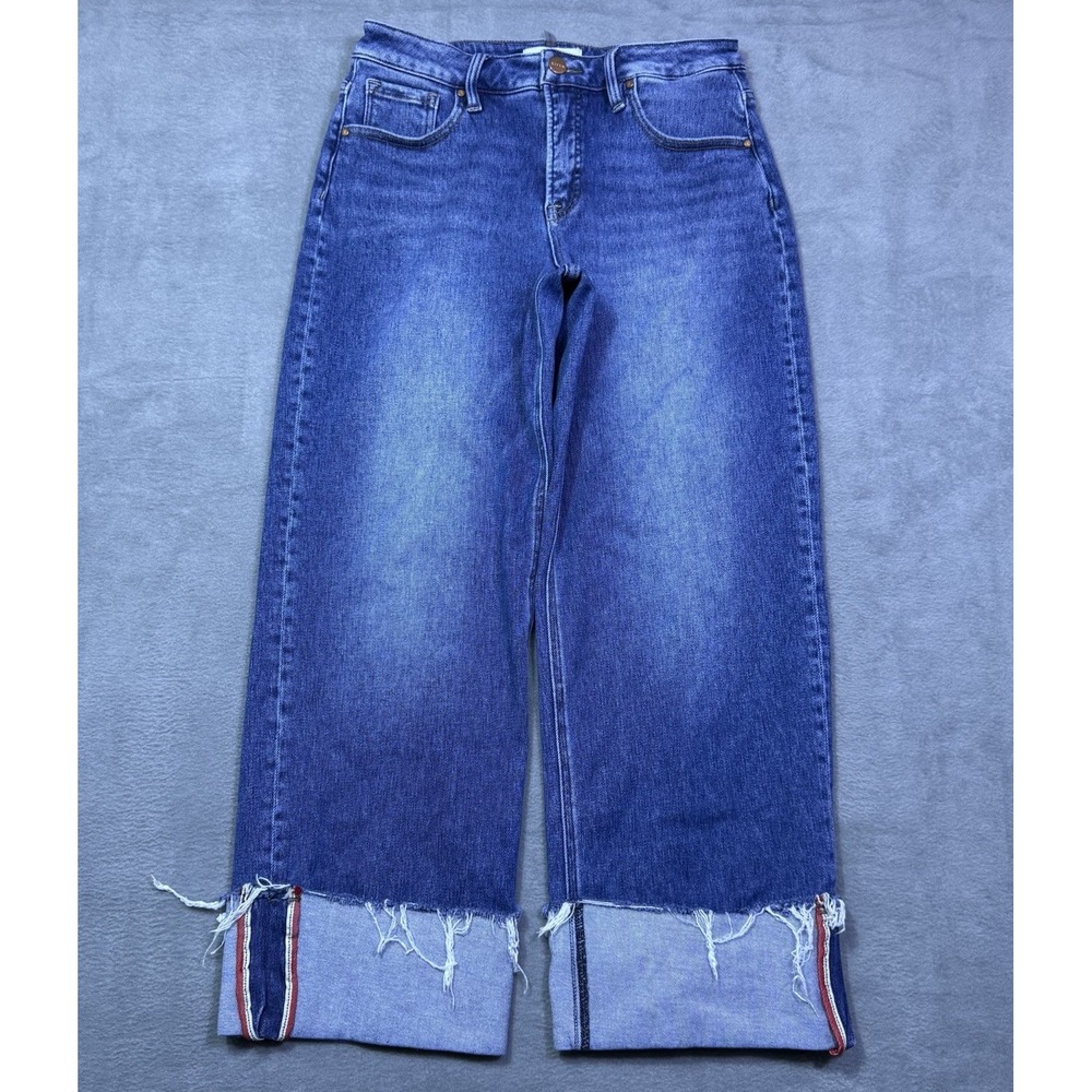 Risen Jeans Womens 7/28 (28x26) Wide Leg Cuffed Midrise Stretch Normcore
